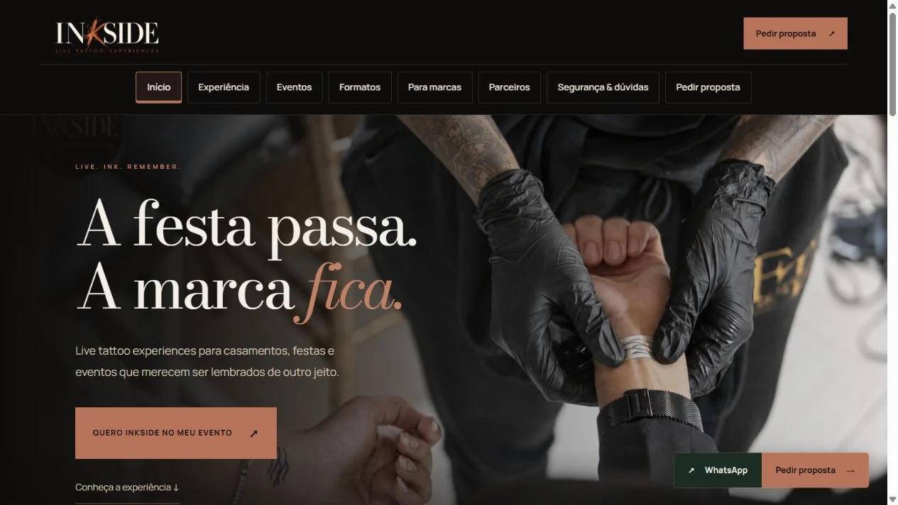 Captura real do site INKSIDE